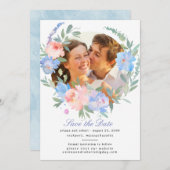 Blütenblauer Rosa Blumenkraut Hochzeit Save The Date (Vorne/Hinten)