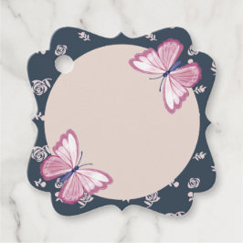 Blütenblauer rosa Schmetterlinge extravagant Geschenkanhänger