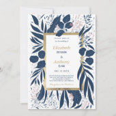 Blütenblauer Sommerblütenhochzeit Einladung (Vorderseite)