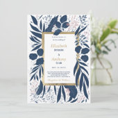 Blütenblauer Sommerblütenhochzeit Einladung (Stehend Vorderseite)