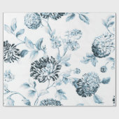 Blütenblauer Vintager botanischer Blumentoil Geschenkpapier (Flach)