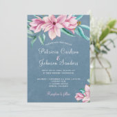 Blütenblühende Hochzeit in Rosa Einladung (Stehend Vorderseite)