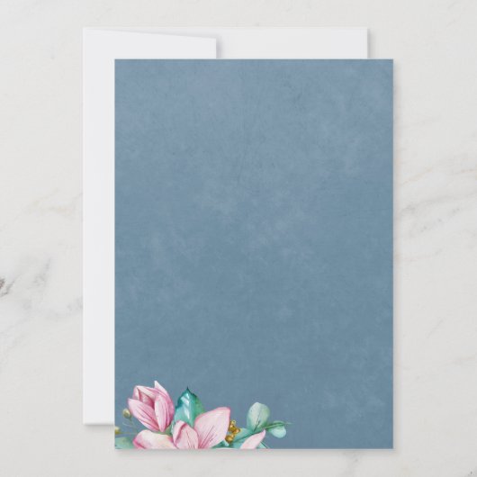 Blütenblühende Hochzeit in Rosa Einladung (Rückseite)