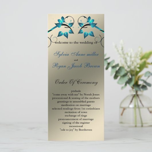 Blütenblühende Hochzeitsfeier Programm (Stehend Vorderseite)