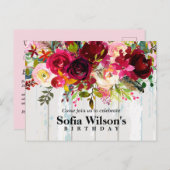 Blütenblume, Blume Geburtstag Postkarte Einladung (Vorne/Hinten)