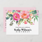 Blütenblume, Blume Geburtstag Postkarte Einladung (Vorne/Hinten)