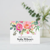 Blütenblume, Blume Geburtstag Postkarte Einladung (Stehend Vorderseite)