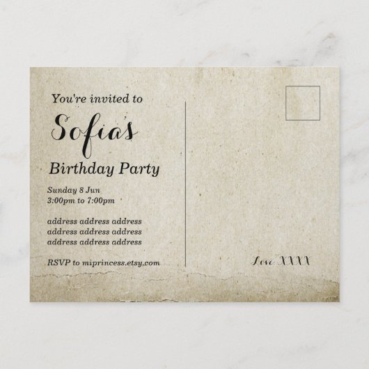 Blütenblume, Blume Geburtstag Postkarte Einladung (Rückseite)