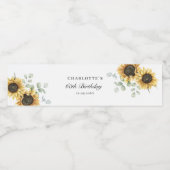 Blütenblume Eukalyptus 60. Geburtstag Custom Wasserflaschenetikett (Einzelnes Label)