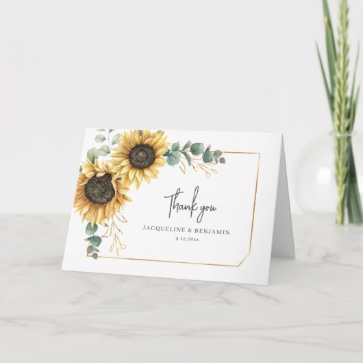 Blütenblume Eukalyptus-Foto Hochzeit Dankeskarte (Vorderseite)