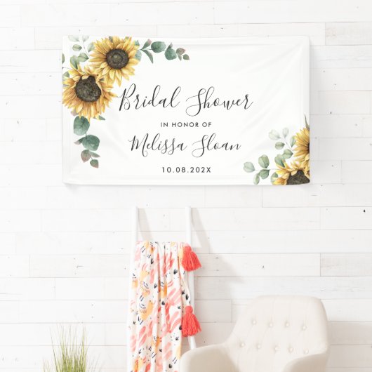 Blütenblume Eukalyptus Grünes Brautparty Banner (Insitu)