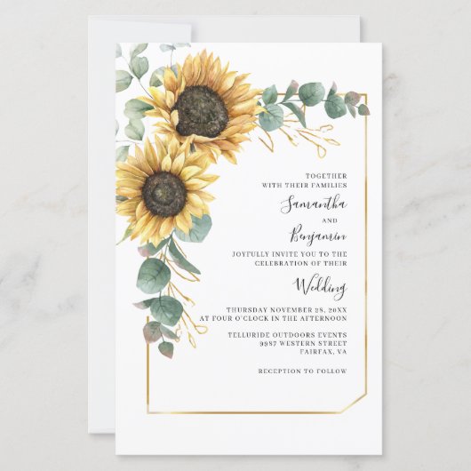 Blütenblume Eukalyptus Hochzeit Einladung (Vorderseite)