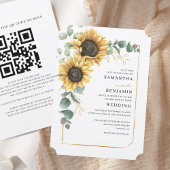 Blütenblume Eukalyptus QR Code Rustikale Hochzeit Einladung