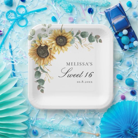 Blütenblume Eukalyptus Rustikaler Sweet 16 Party Pappteller (Party)