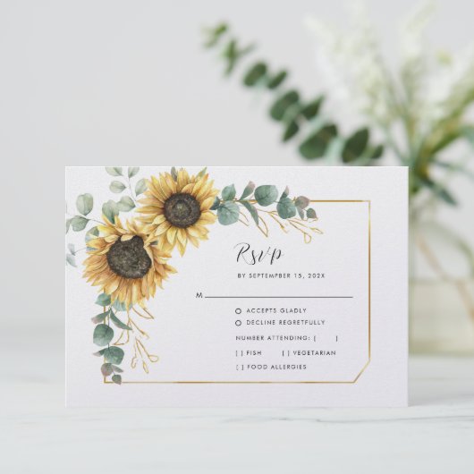 Blütenblume Geometrische Eukalyptus-Grüne RSVP Karte (Stehend Vorderseite)