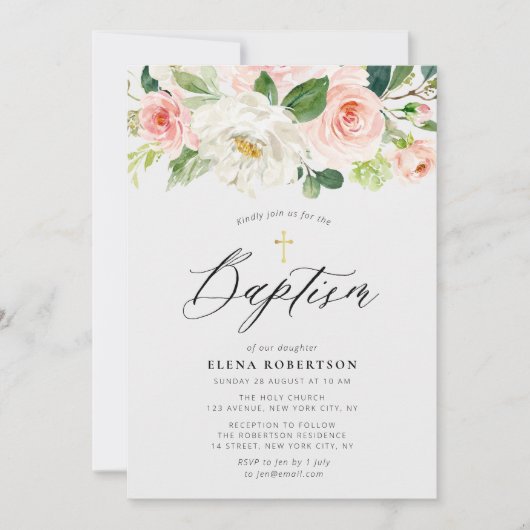 Blütenblume in Rosa Einladung (Vorderseite)