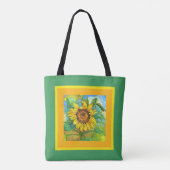 Blütenblume, Jumbo-Sonnenblume auf gelb/grün Tasche (Rückseite)