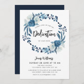 Blütenblume Navy-Einladung Einladung (Vorne/Hinten)