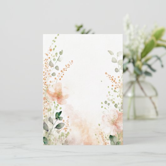 Blütenblume Orangefarbene und pfirsichfarbene Blüt Einladung (Stehend Vorderseite)