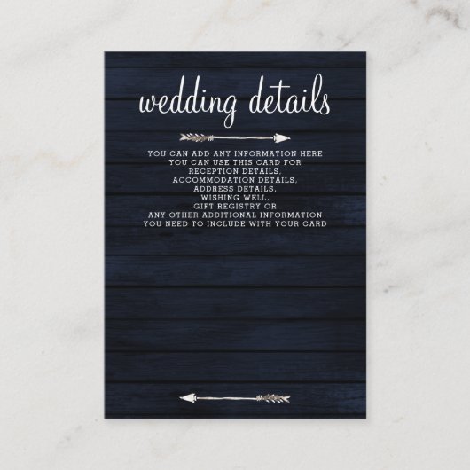 Blütenblumen aus Navy Scheune rustikale Hochzeit Begleitkarte (Vorderseite)