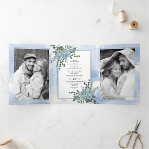 Blütenblumen, blühende Blätter Winterhochzeit Dreifach Gefaltete Einladung