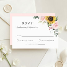 Blütenblumen Blush Pink Wedding RSVP Card