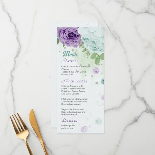 Blütenblumen botanisch menükarte (Vorderseite/Rückseite Beispiel)