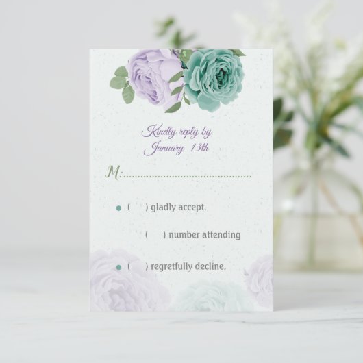 Blütenblumen botanisch RSVP karte (Stehend Vorderseite)