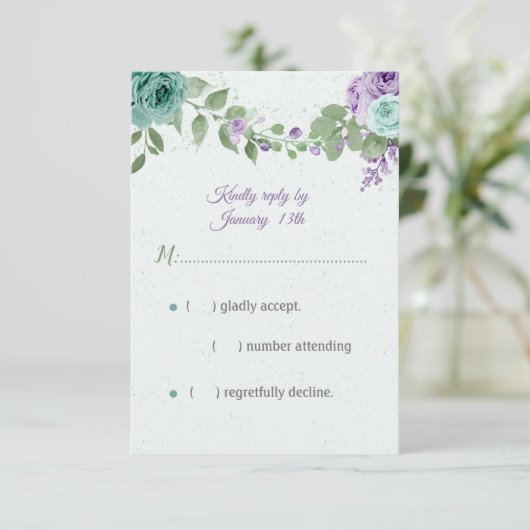 Blütenblumen botanisch RSVP karte (Stehend Vorderseite)