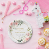 Blütenblumen Eukalyptus-Gold Pappteller (Party)