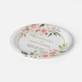 Blütenblumen Eukalyptus-Gold Pappteller (Schrägansicht)