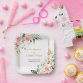 Blütenblumen Eukalyptus-Gold Pappteller (Party)