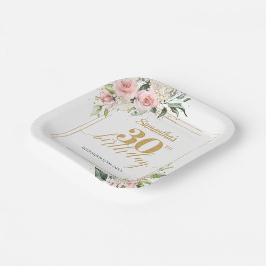 Blütenblumen Eukalyptus-Gold Pappteller (Gewinkelt)