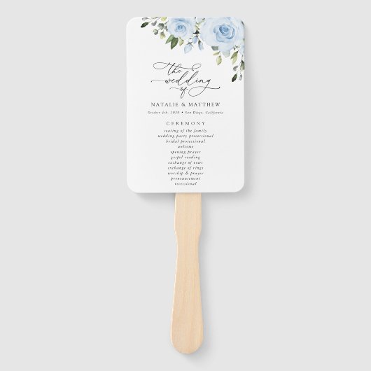 Blütenblumen, Grünpflanzen, Hochzeitsprogramm Fächer (Vorderseite)