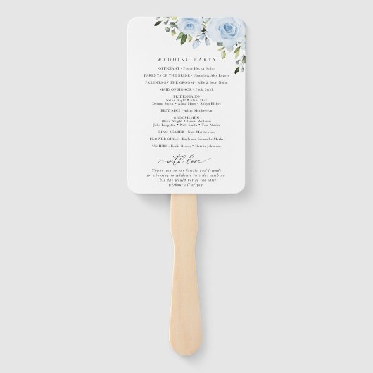 Blütenblumen, Grünpflanzen, Hochzeitsprogramm Fächer (Rückseite)