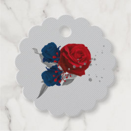 Blütenblumen in Rot- und Marineblau Geschenkanhänger