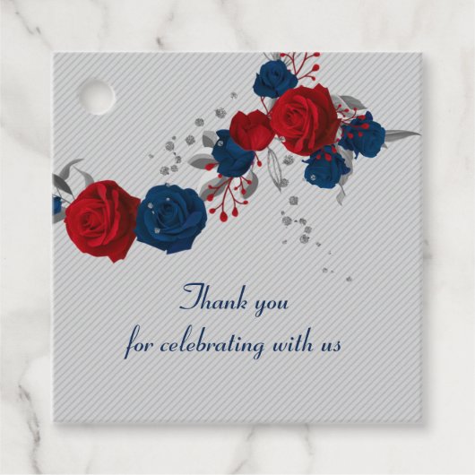 Blütenblumen in Rot- und Marineblau Geschenkanhänger (Vorderseite)