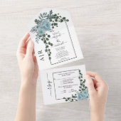 Blütenblumen, Marsch und Monogramm Hochzeit All In One Einladung (Abreißen)