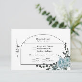 Blütenblumen, Marsch und Monogramm Hochzeit RSVP Karte (Stehend Vorderseite)