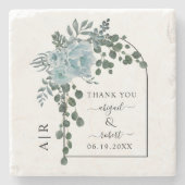 Blütenblumen, Marsch und Monogramm Hochzeit Steinuntersetzer (Vorderseite)