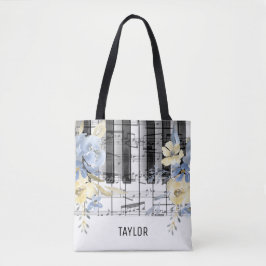 Blütenblumen Musiknoten Piano Tasche