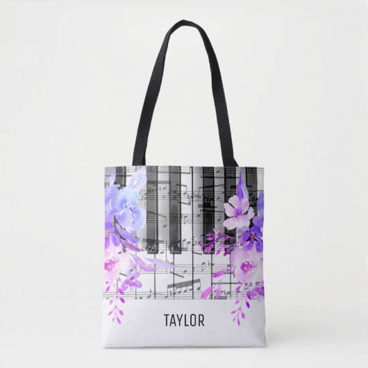 Blütenblumen Musiknoten Piano Tasche (Vorderseite)
