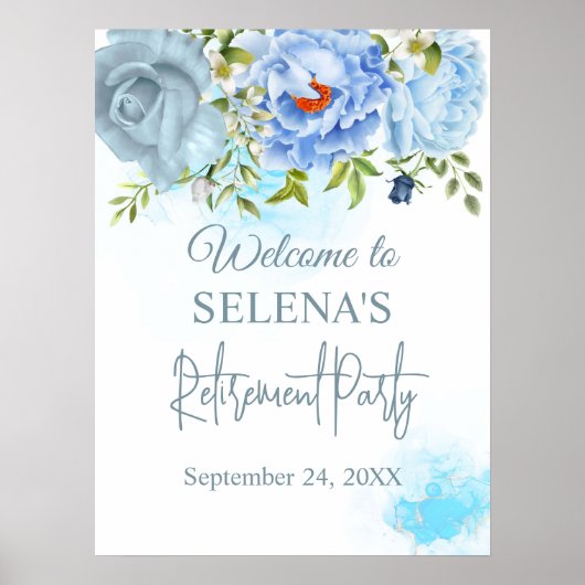 Blütenblumen Ruhestand Party Begrüßungszeichen Poster (Vorne)
