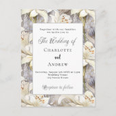 Blütenblumen, silberne Retro-Hochzeit Einladungspostkarte (Vorderseite)