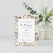Blütenblumen, silberne Retro-Hochzeit Einladungspostkarte (Stehend Vorderseite)