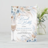 Blütenblumen und Pampas-Brunch und Bläschen Einladung (Stehend Vorderseite)