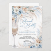 Blütenblumen und Pampas-Brunch und Bläschen Einladung (Vorne/Hinten)