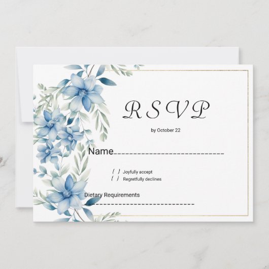 Blütenblumenblauer Botanischer Marineblau UAWG Einladung (Vorderseite)