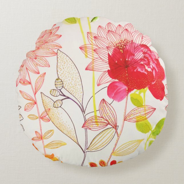 Blütenblüte Rosa Sonnenblumen Rundes Kissen (Vorderseite)