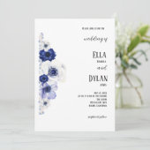 Blütenblüte und weiße Mohnblüte Einladung (Stehend Vorderseite)